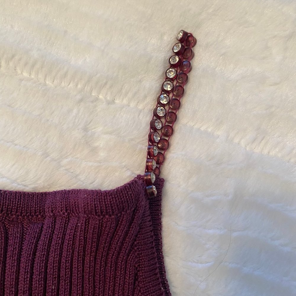 ***PRICE DROP  Von Saken, purple tank sweater w/rhinestone accents on straps; S - Picture 6 of 6